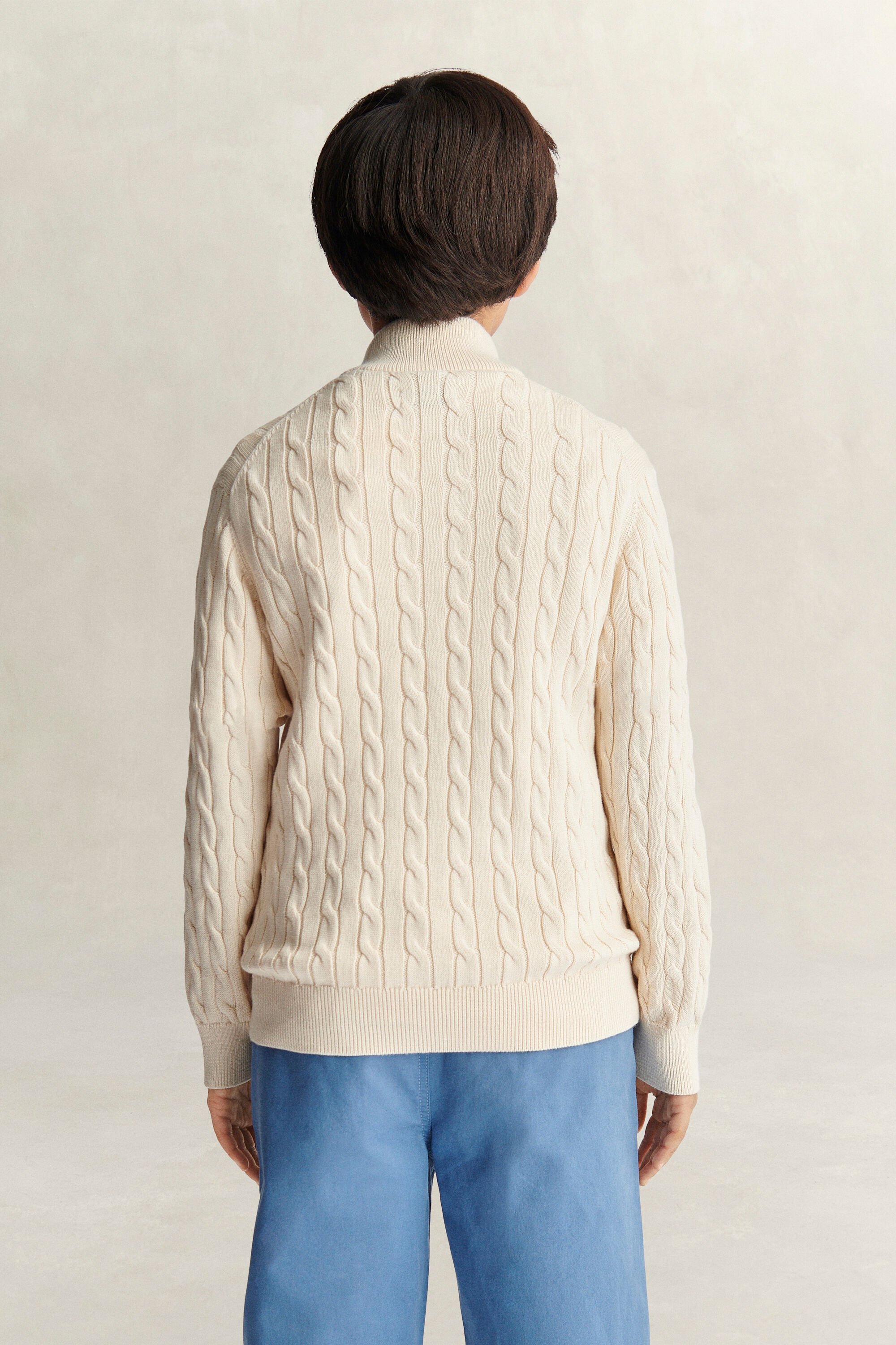 Teen Boys Shield sweater med kabelstrik og halv lynlås