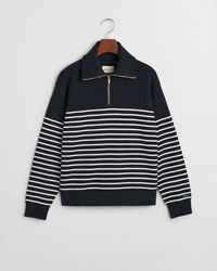 Ribstrikket breton sweatshirt med halv lynlås