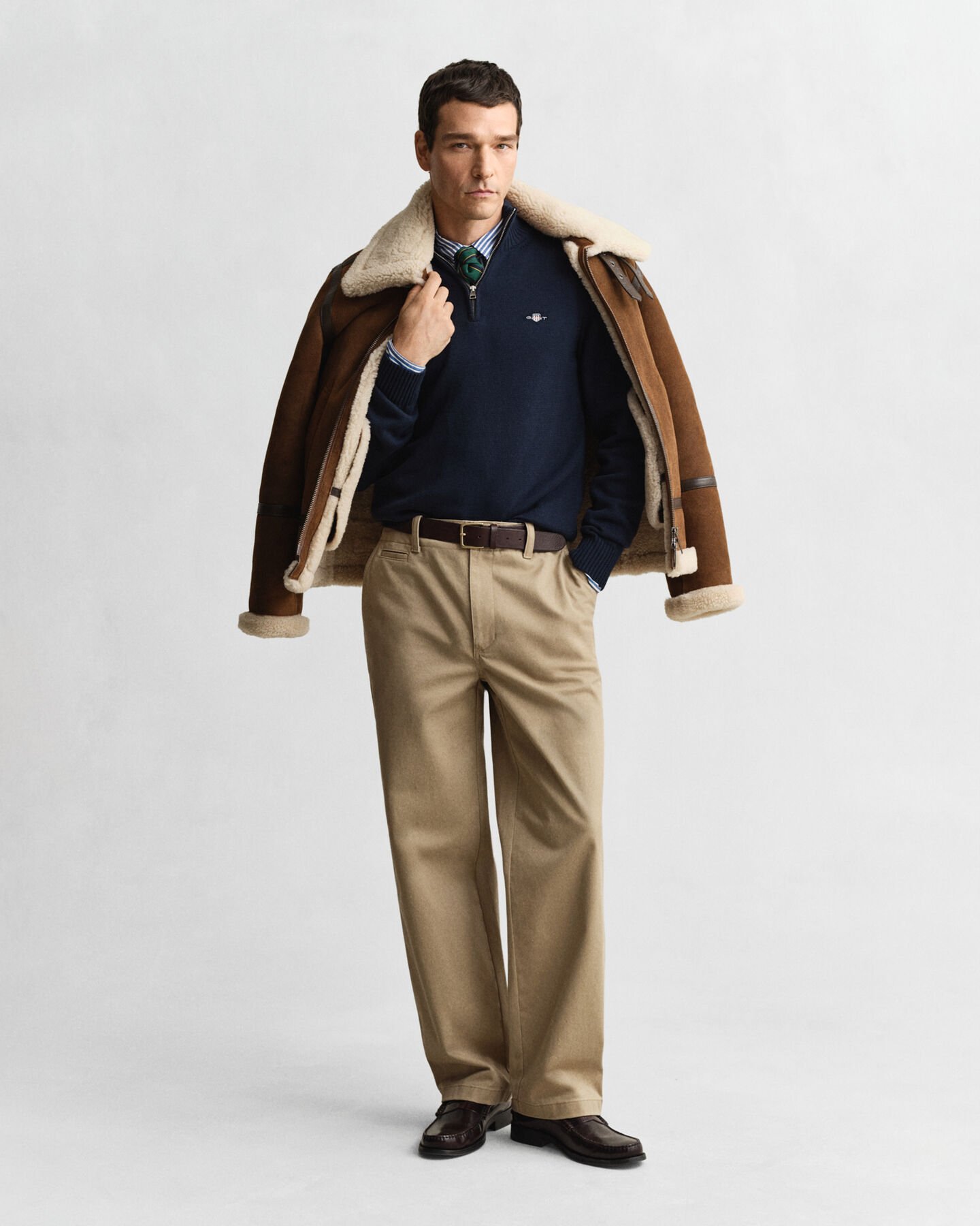 Afslappet sweater i bomuld med halv lynlås