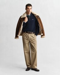 Afslappet sweater i bomuld med halv lynlås