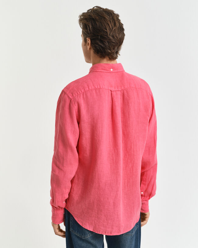 Regular fit garment-dyed hørskjorte