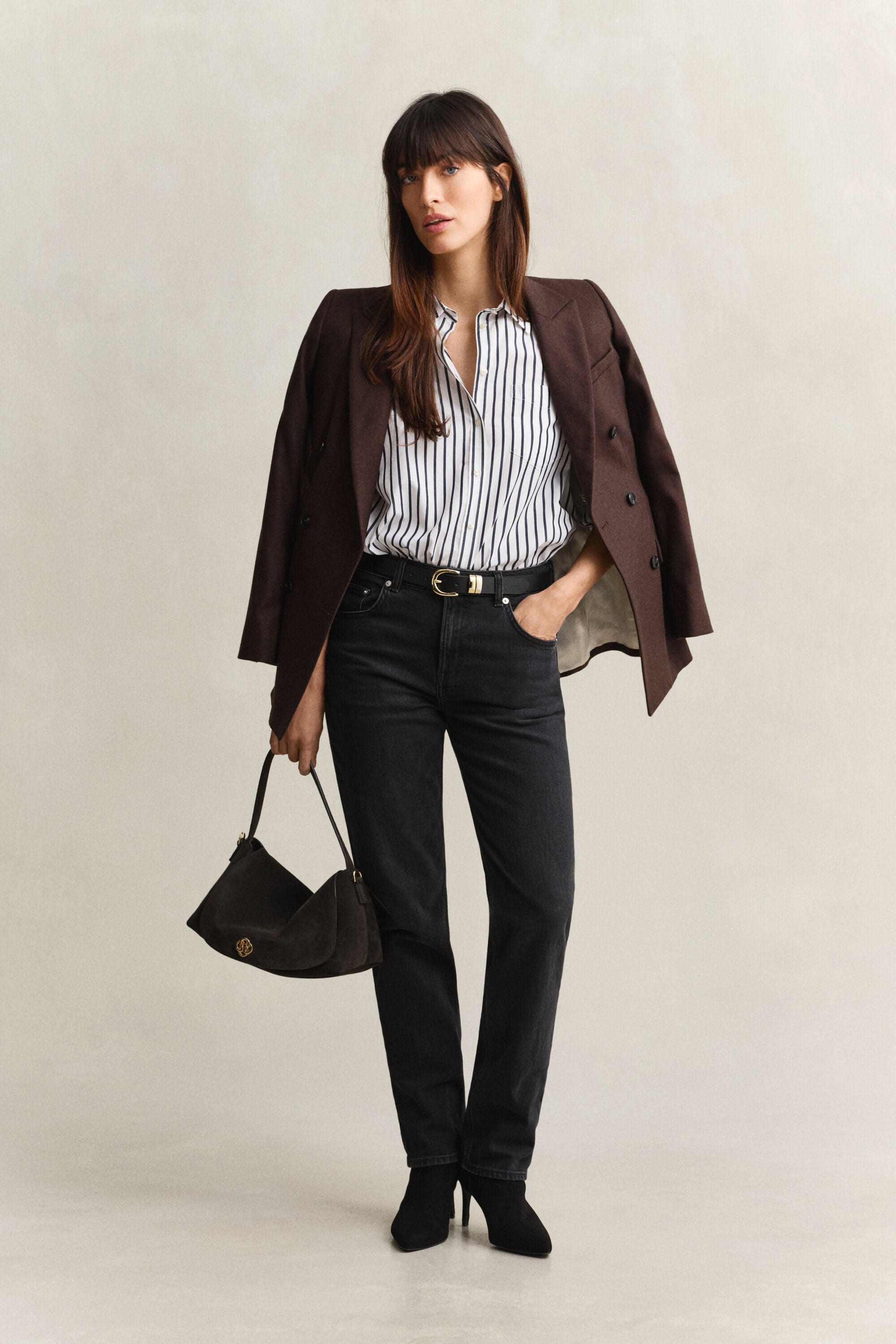 Relaxed fit stribet klassisk poplin-skjorte