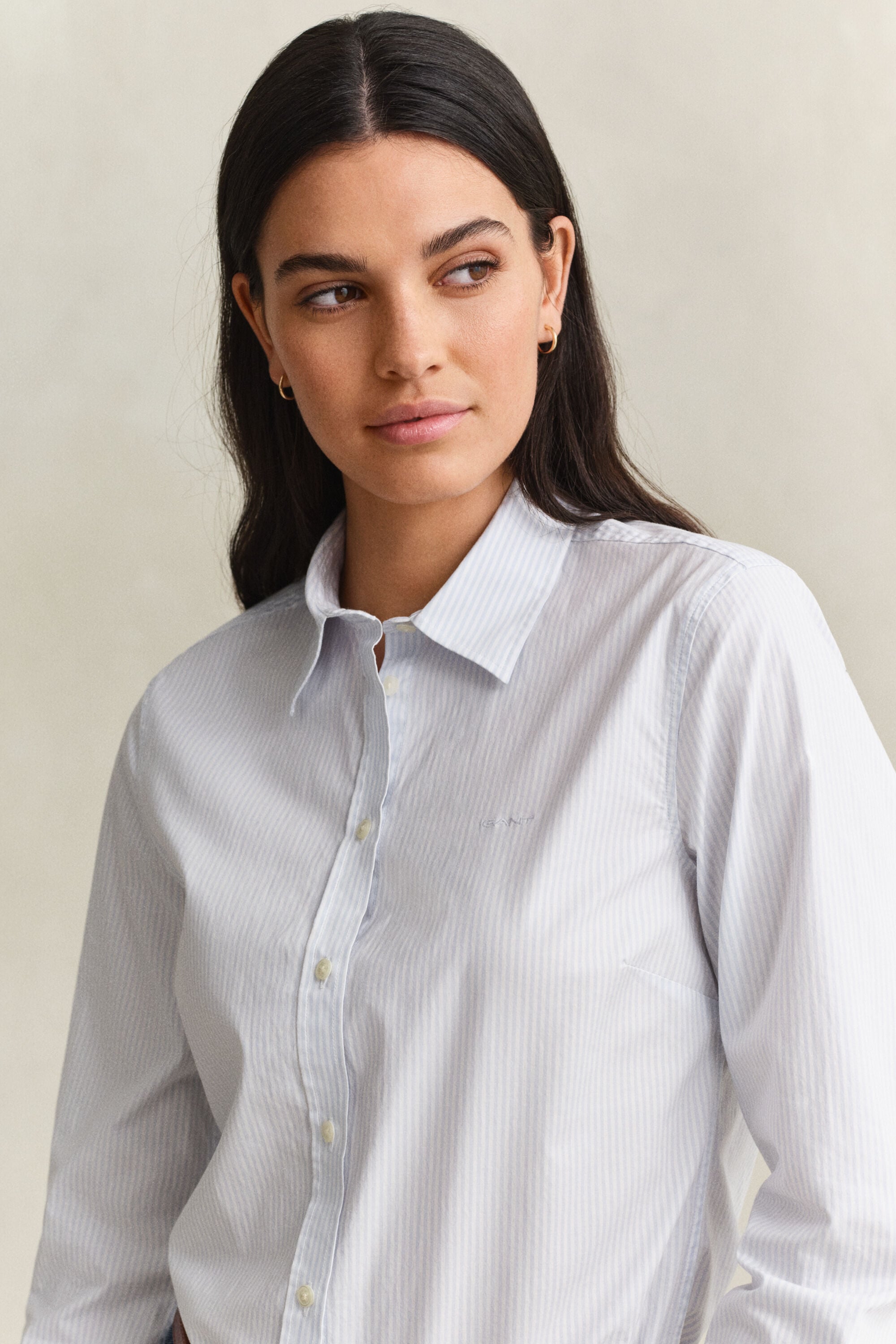 Stribet poplin-skjorte