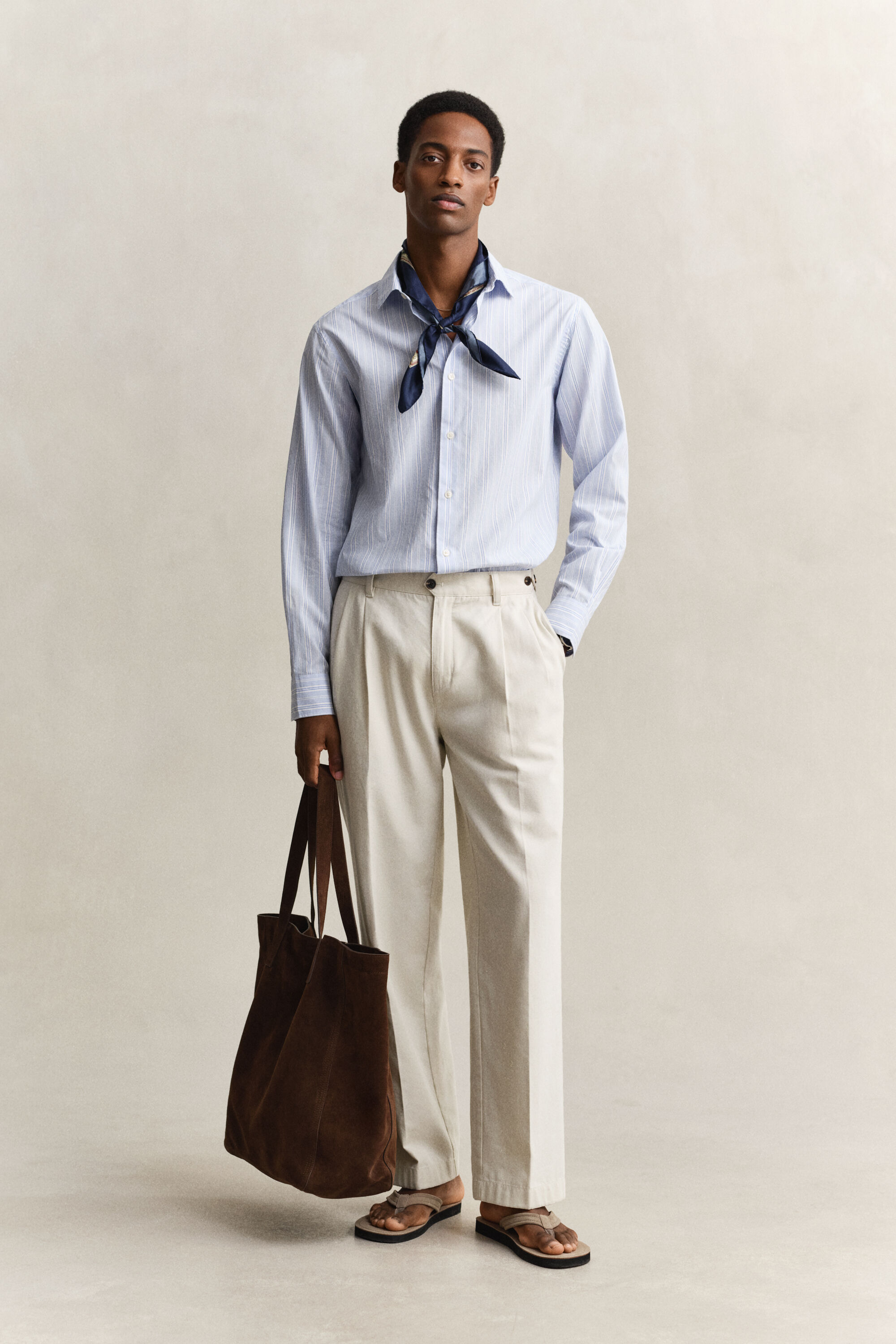 Regular fit dobby-stribet skjorte