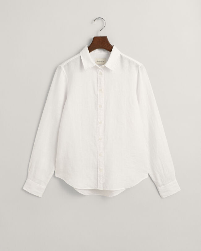 Regular fit skjorte af hør-chambray