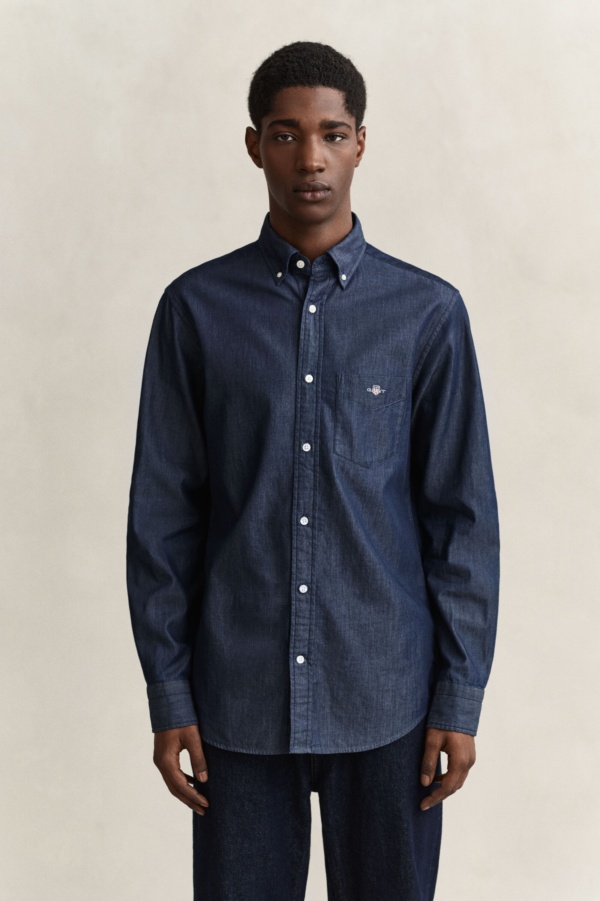 Regular fit indigo-skjorte