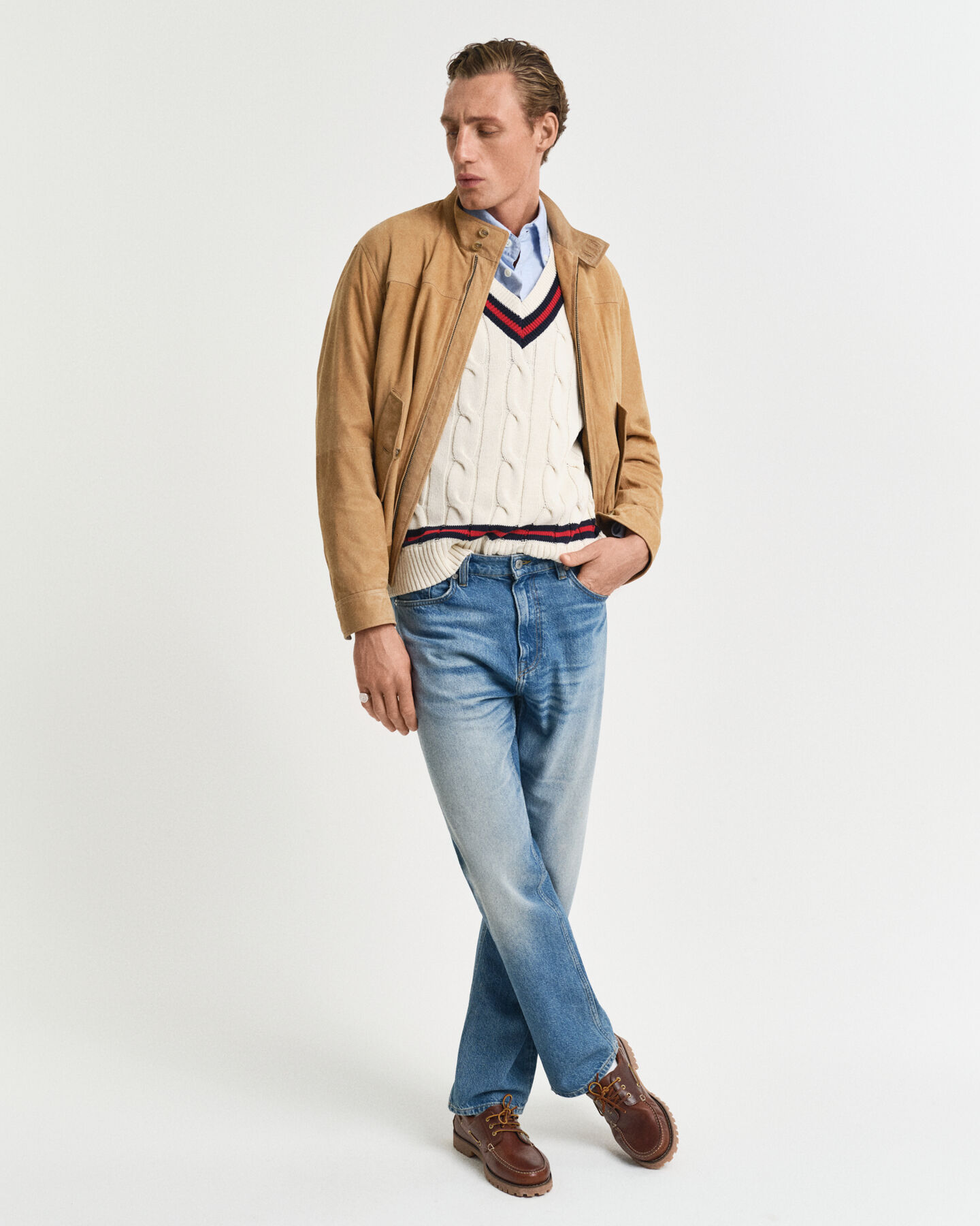 Harrington jakke af ruskind