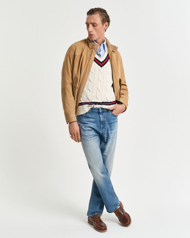 Harrington jakke af ruskind