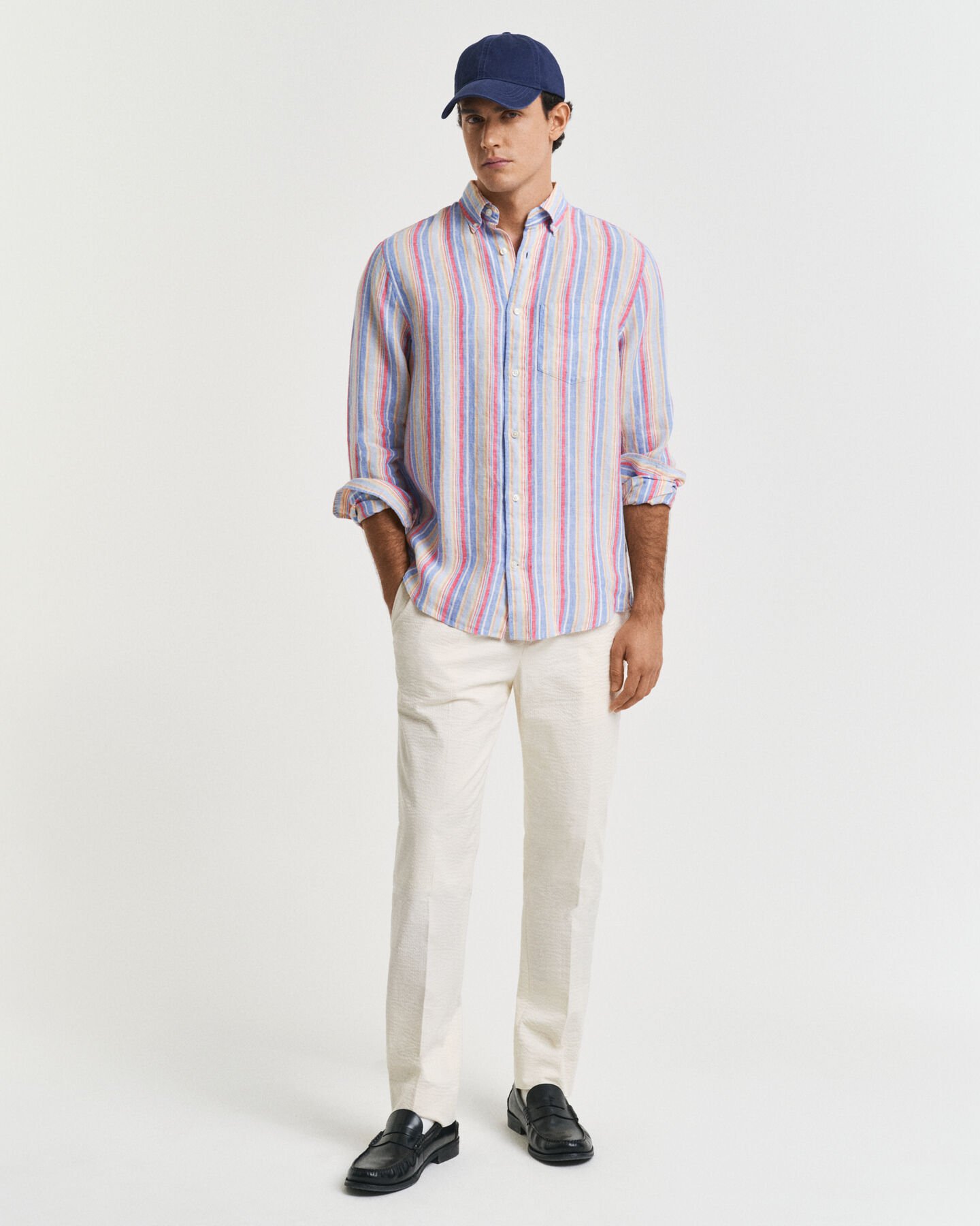 Slim fit tilspidsede seersucker jakkes&aelig;t-bukser