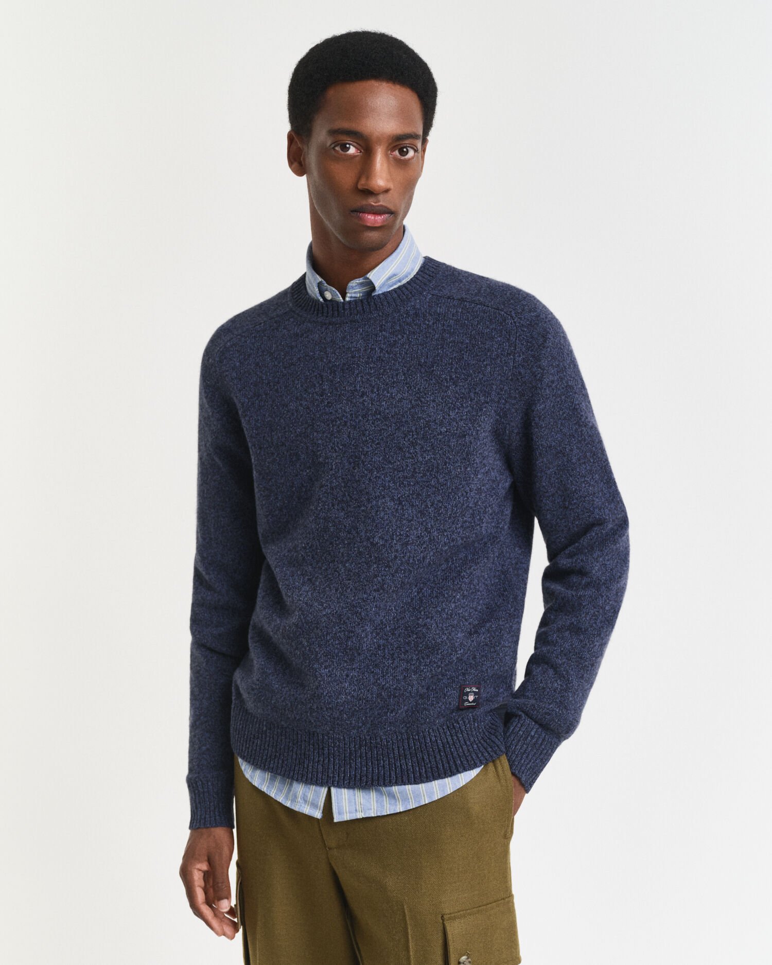Sweater med crewneck i mouliné uldblanding