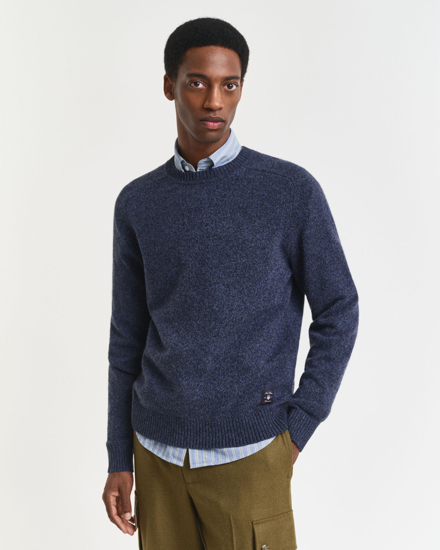 Sweater med crewneck i mouliné uldblanding
