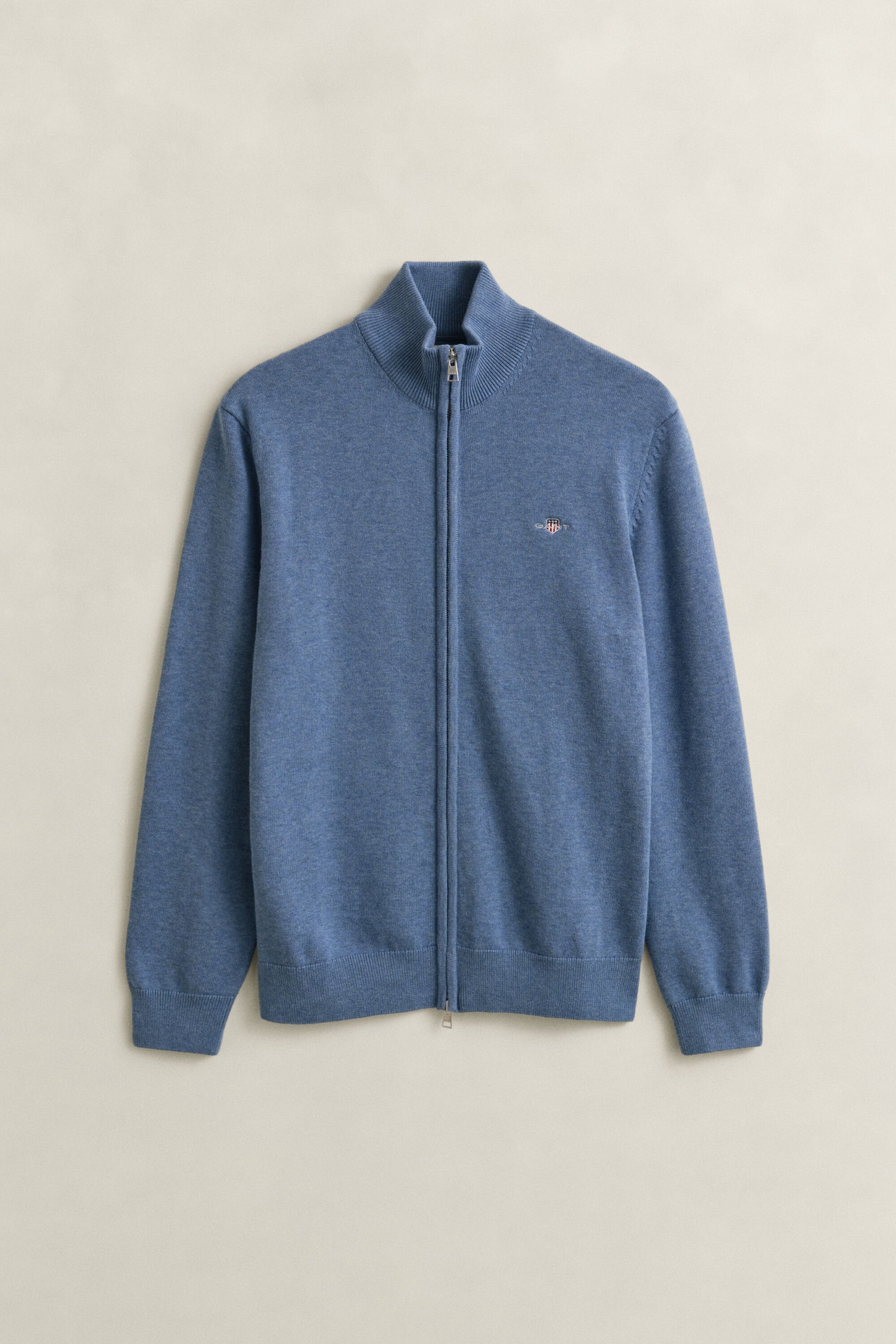 Afslappet cardigan i bomuld med lynlås