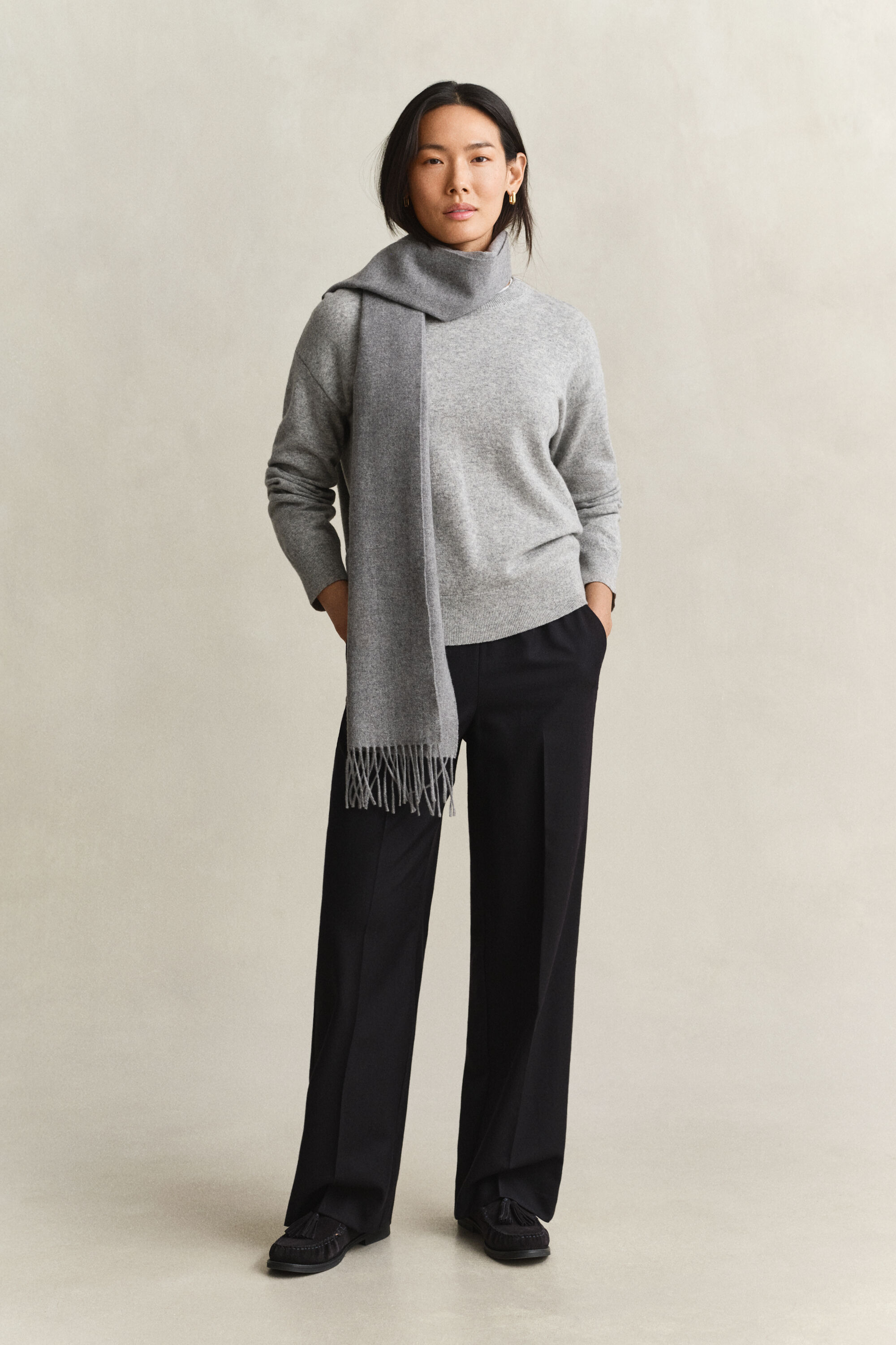 Crewneck sweater i ekstra fin lammeuld