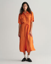 Skjortekjole med flaplommer og korte &aelig;rmer