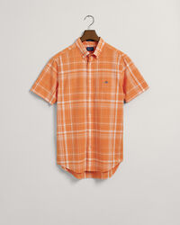 Regular fit ternet skjorte af bomuldsh&oslash;r med korte &aelig;rmer