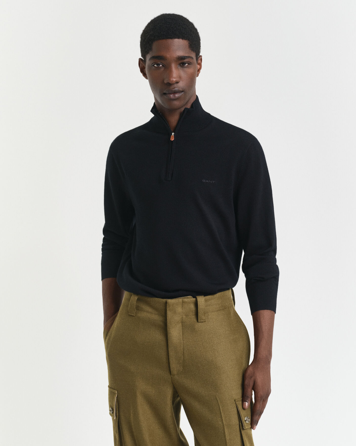 Sweater med halv lynlås i ekstra fin merinould