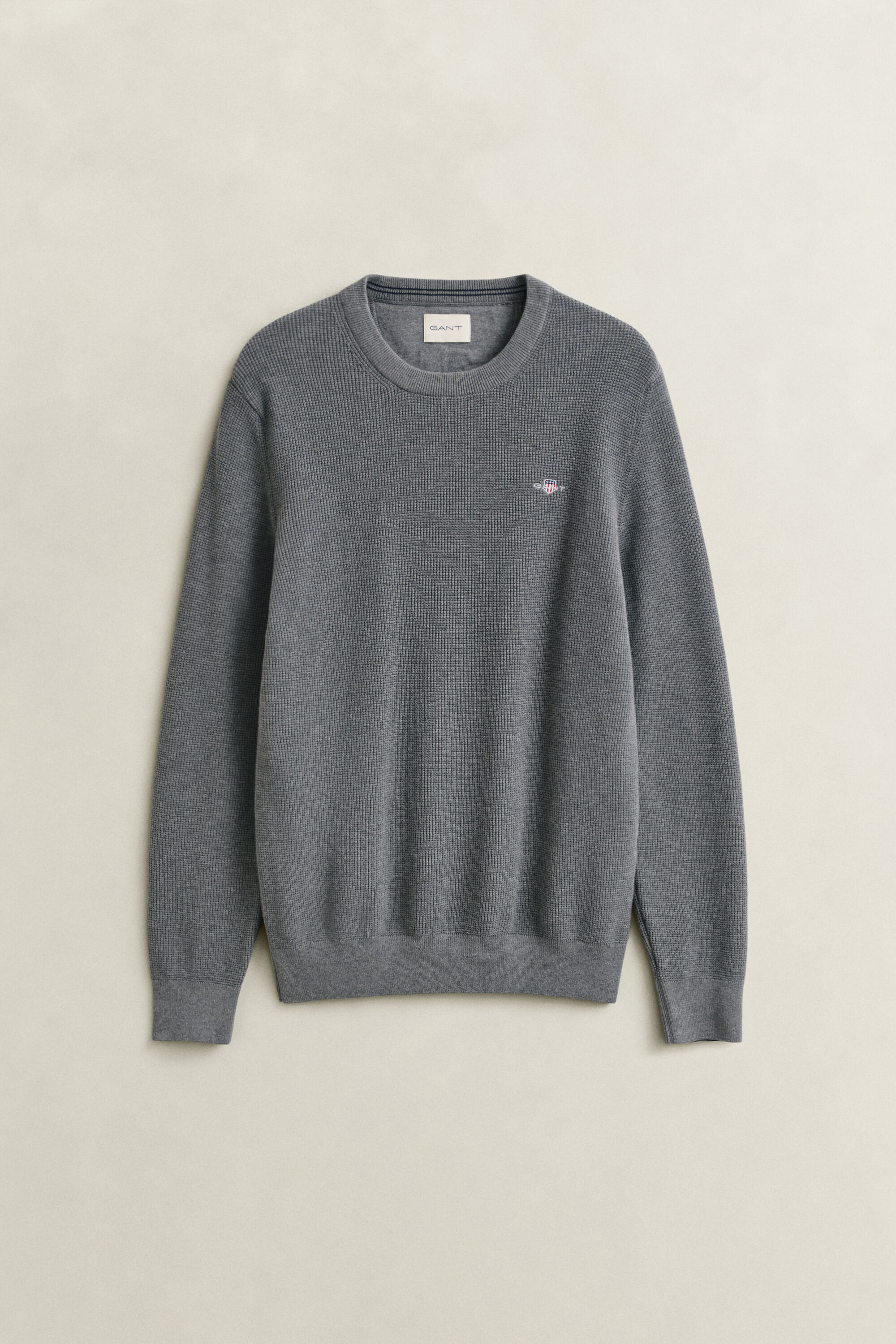 Tekstureret crewneck sweater af bomuld