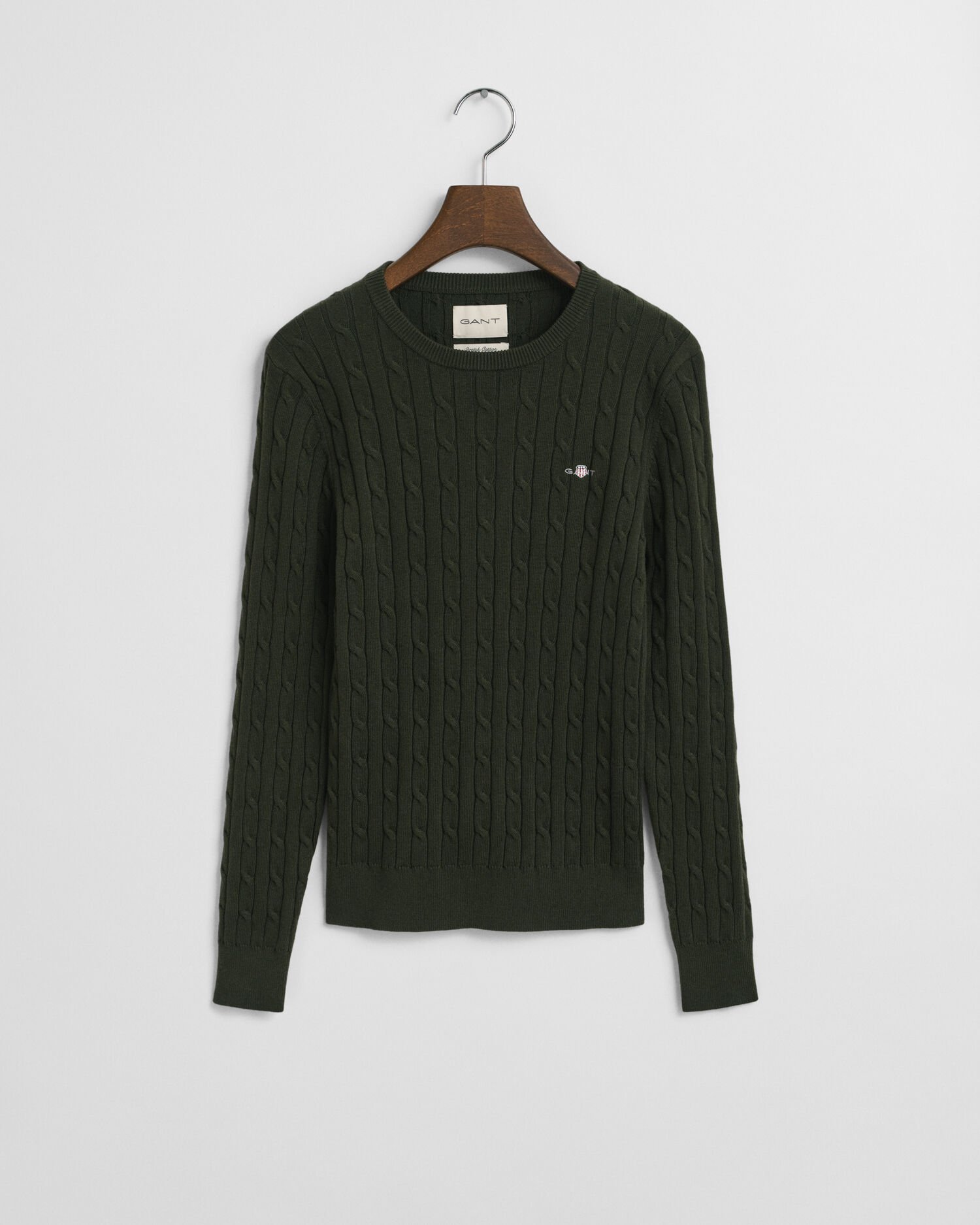 Crewneck sweater med kabelstrik