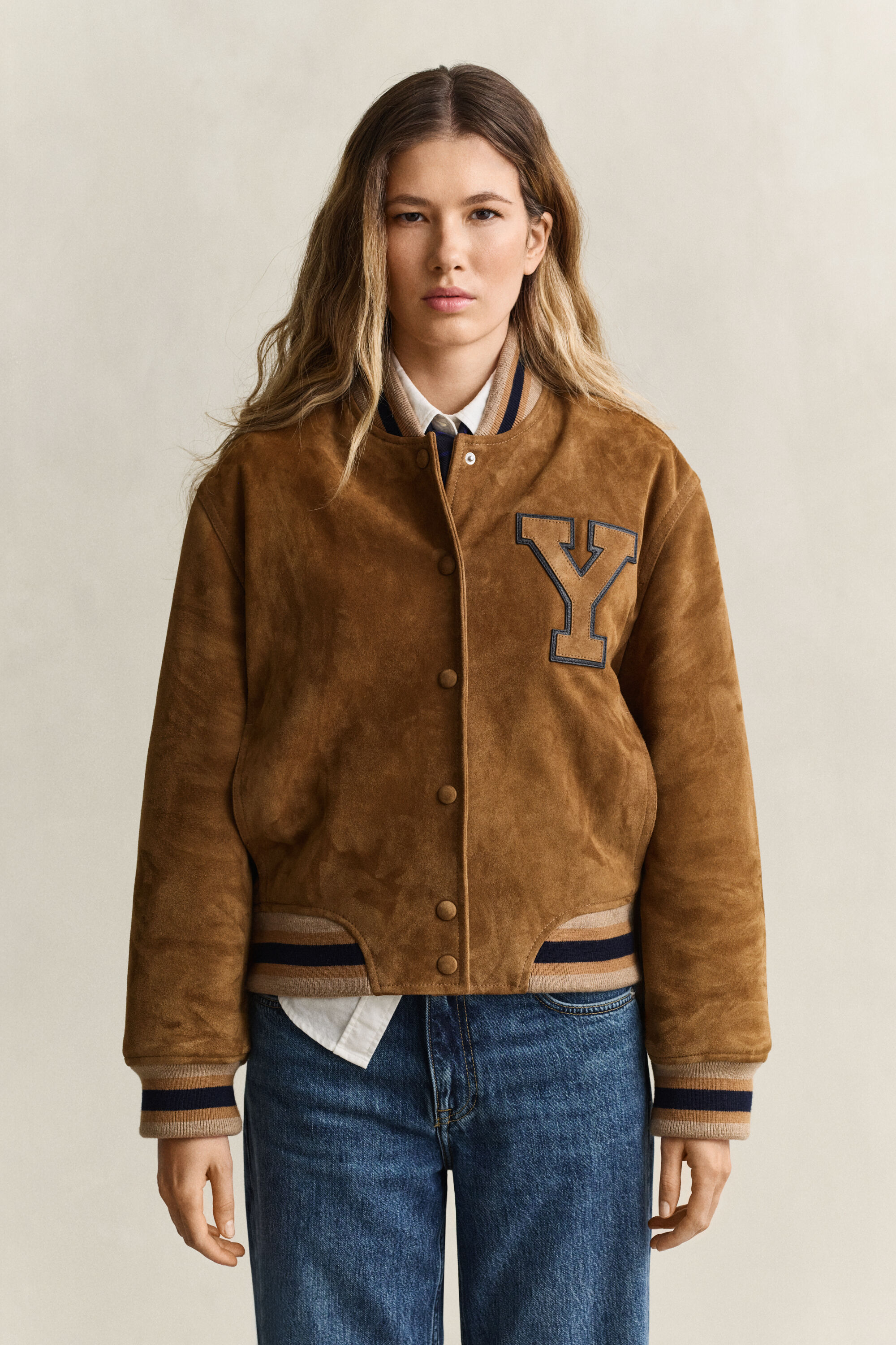 Gant x Yale Varsity Jacket i ruskind