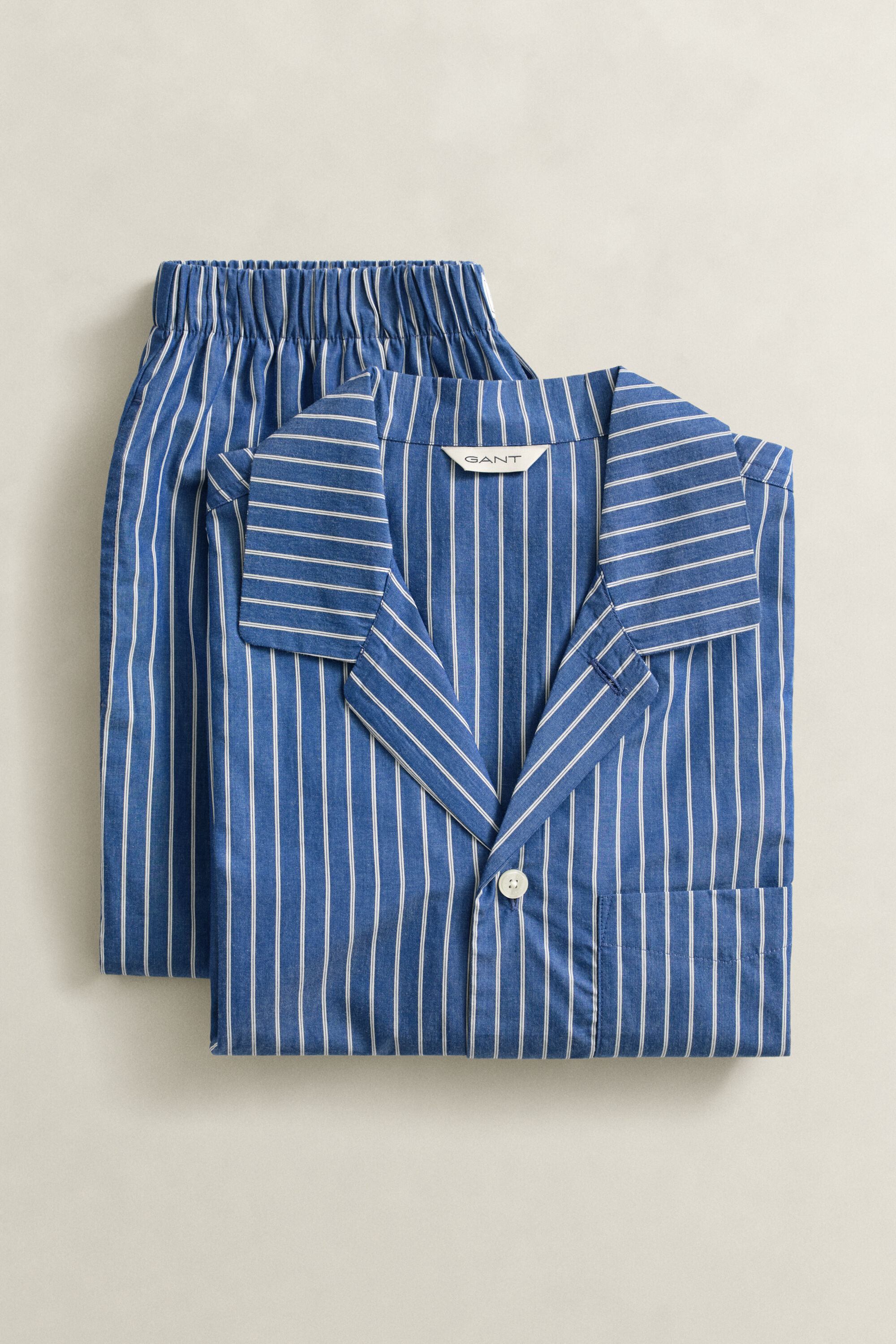 Stribet poplin pyjamassæt