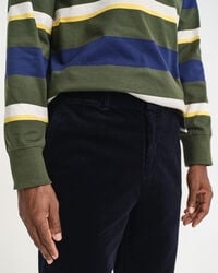 Regular fit chinobukser i jernbanefløjl