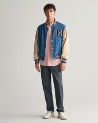 Regular fit stribet skjorte af bomuldsh&oslash;r