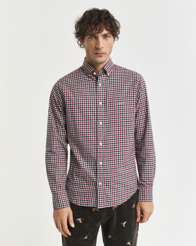 Regular fit gingham skjorte af twill