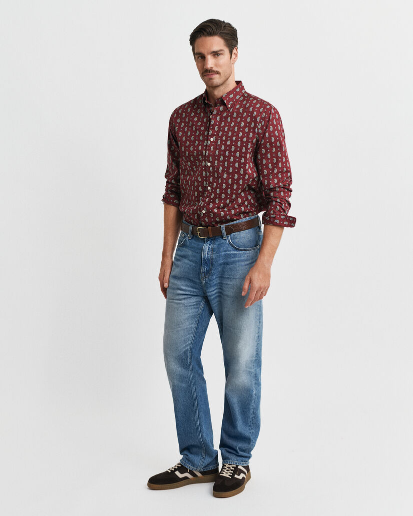 Regular fit twill-skjorte med paisley-tryk