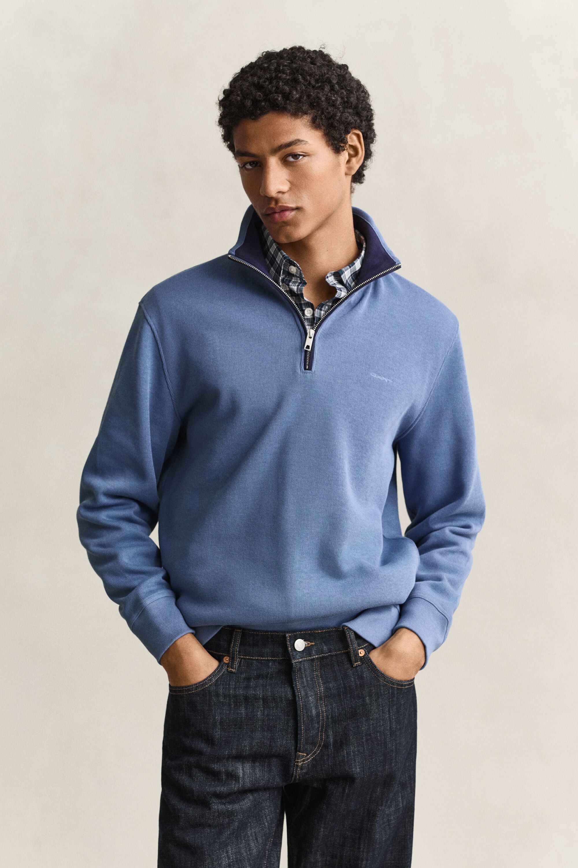 Sacker Rib sweatshirt med halv lynlås