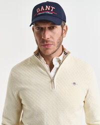 Sweater med mikrotekstur og halv lynlås