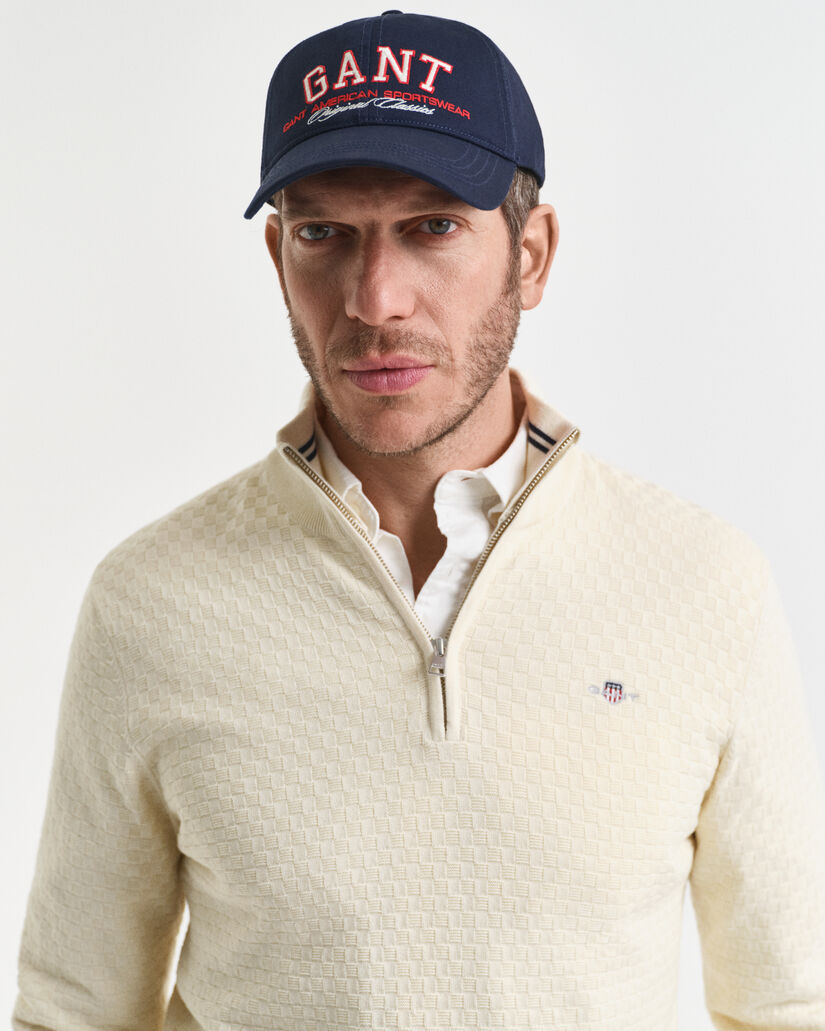 Sweater med mikrotekstur og halv lynlås