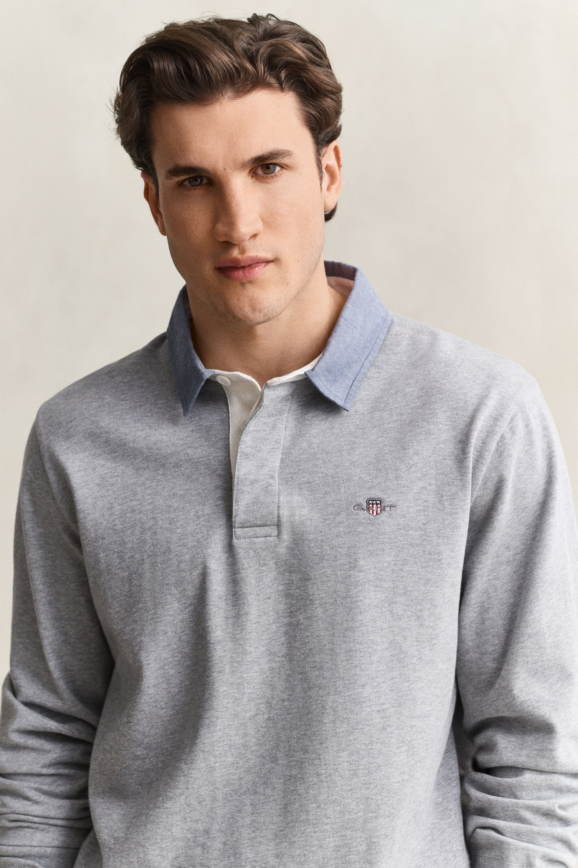 Heavy Rugger med krave i chambray