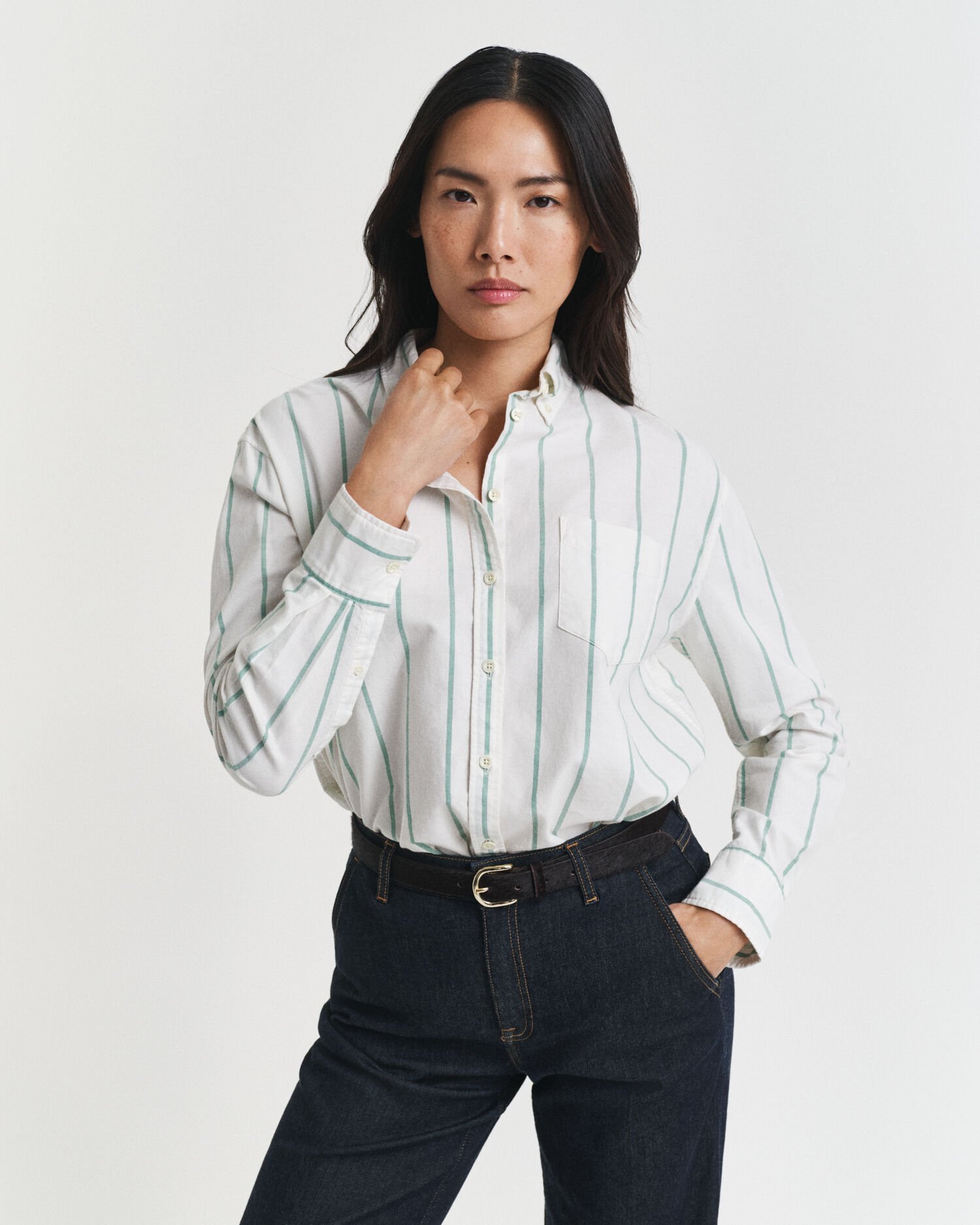 Relaxed fit klassisk stribet Oxford-skjorte