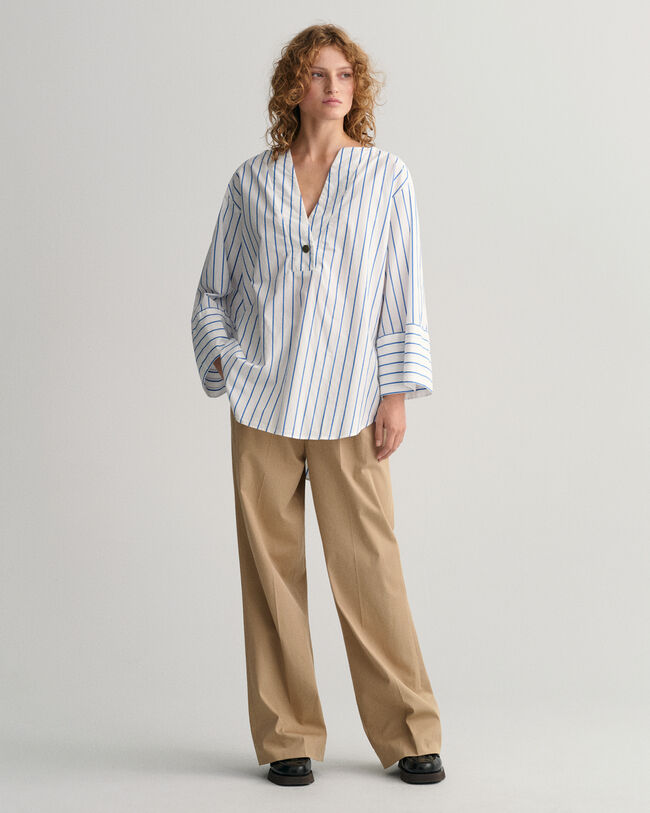 Relaxed fit popover stribet skjorte