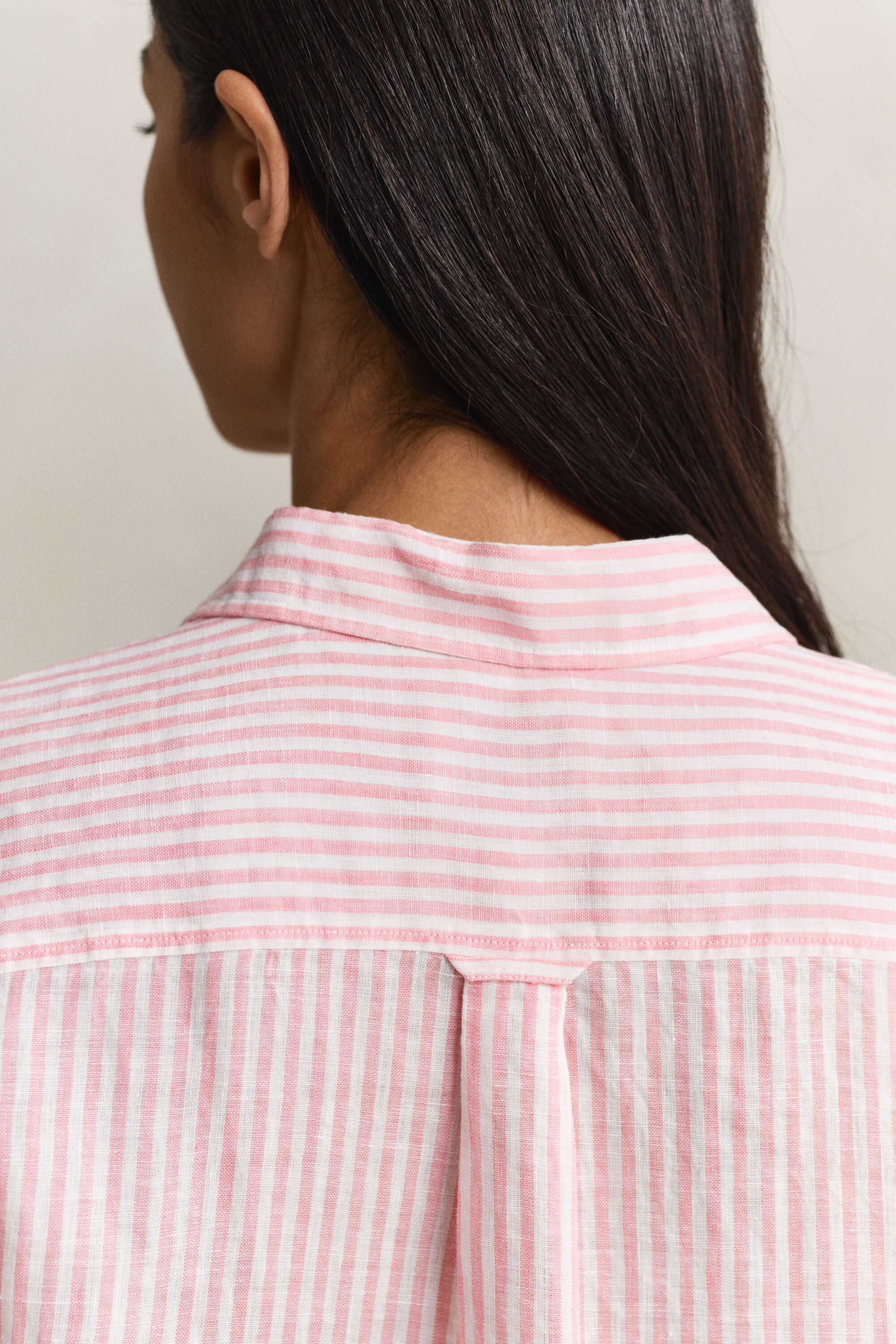 Regular fit stribet skjorte af hør