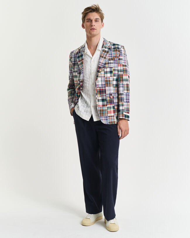 Relaxed fit kort&aelig;rmet Resort seersucker skjorte