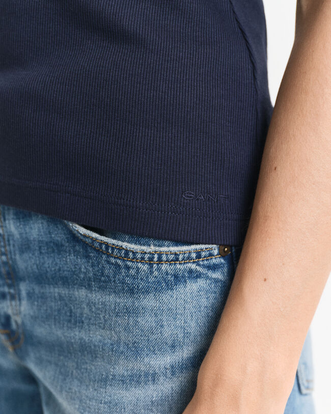 Ribstrikket tanktop med høj hals