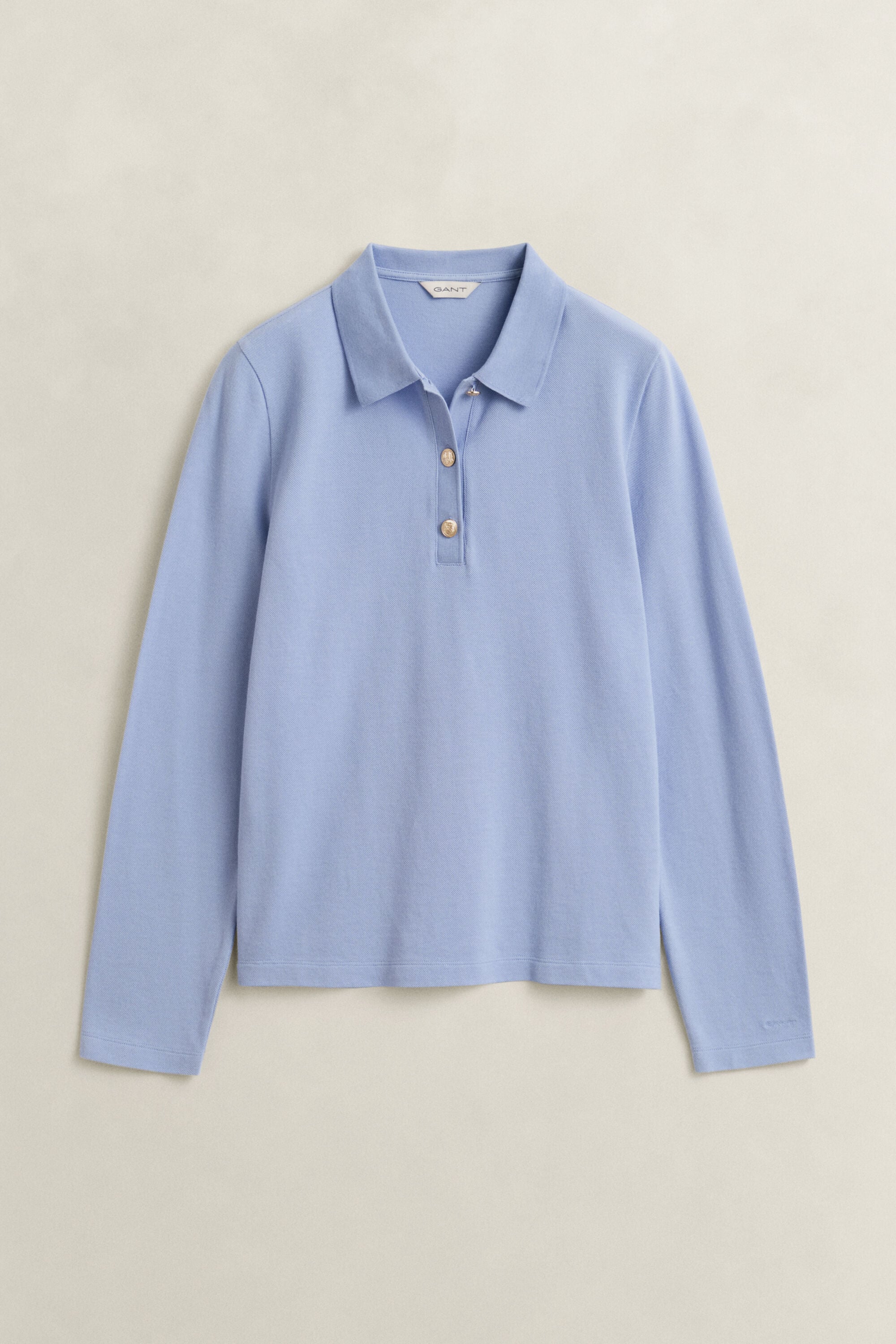 Langærmet piqué polo-top
