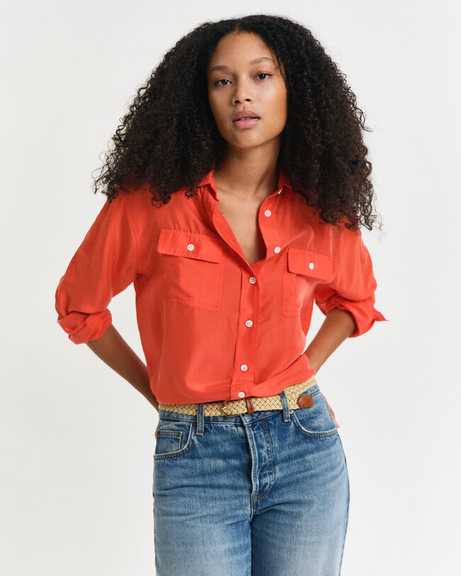 Relaxed fit habotai silkeskjorte