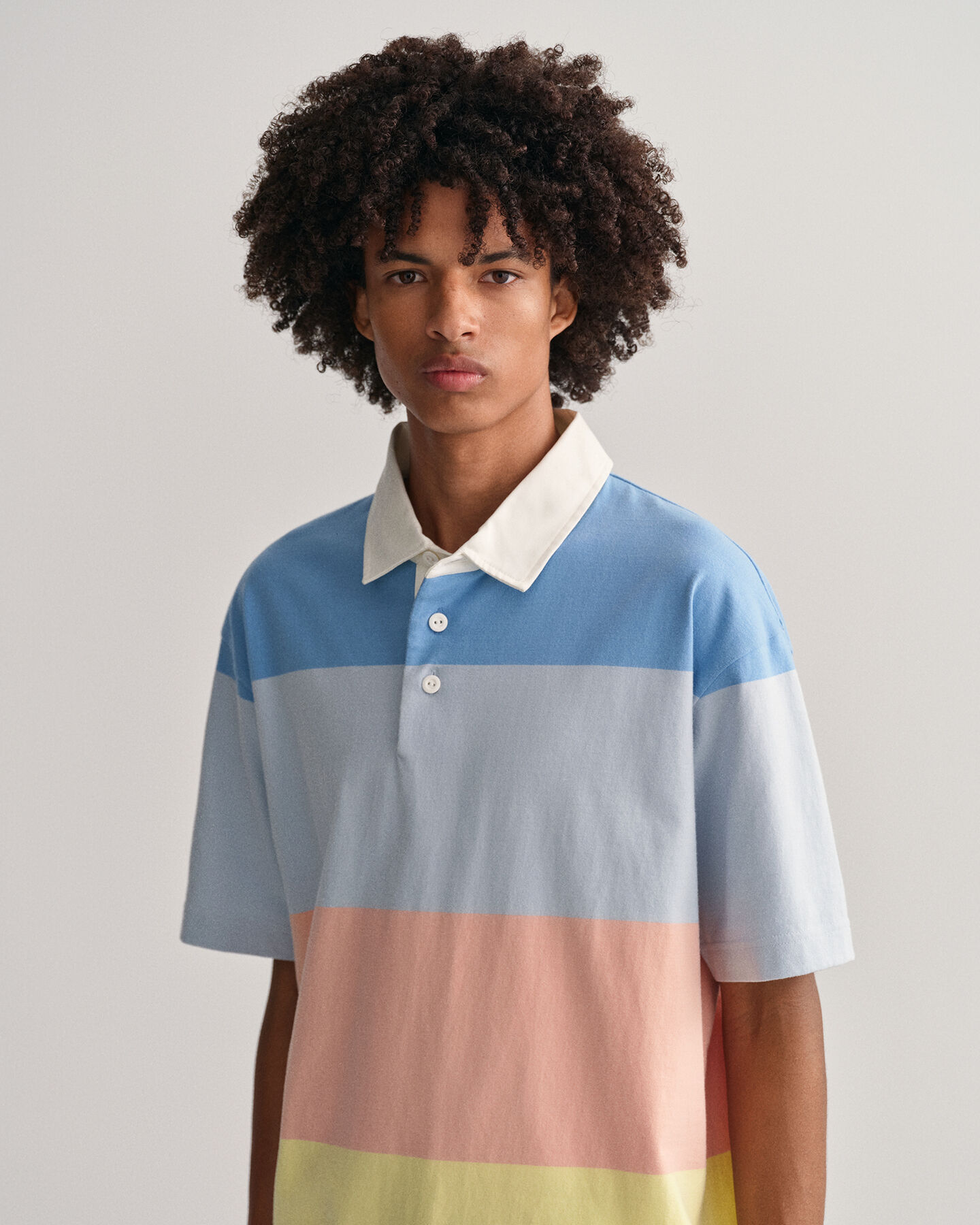 Retro blokstribet kort&aelig;rmet Rugger