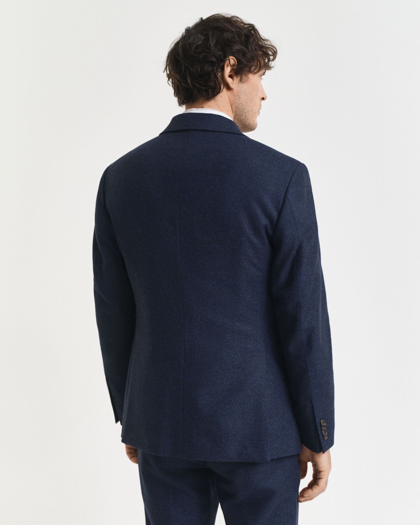 Slim fit jakkesæt-jakke i sildebensmønstret flannel