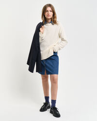 Crewneck sweater med sildebensm&oslash;nstrede detaljer