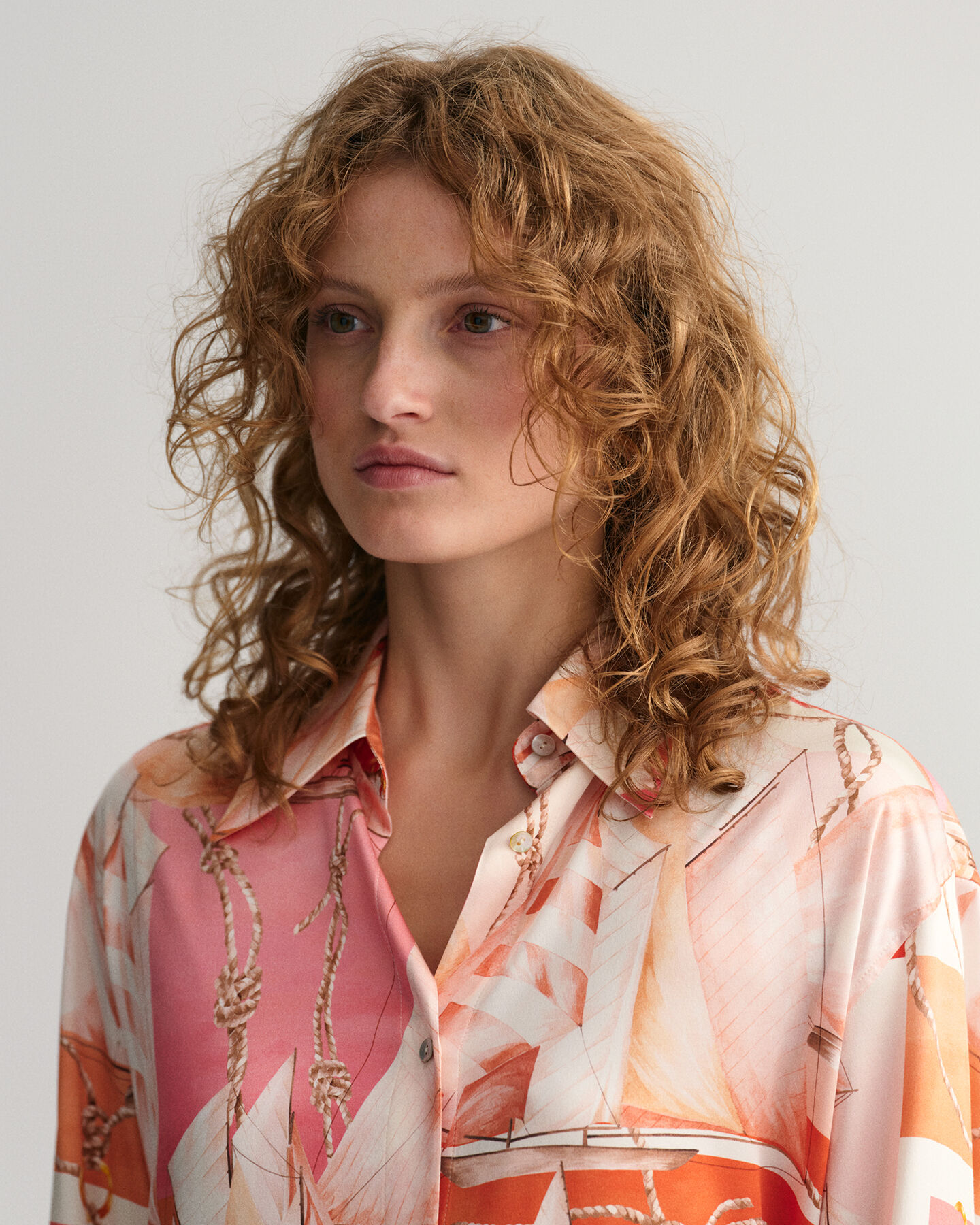 Relaxed fit silkeskjorte med Sailing-tryk