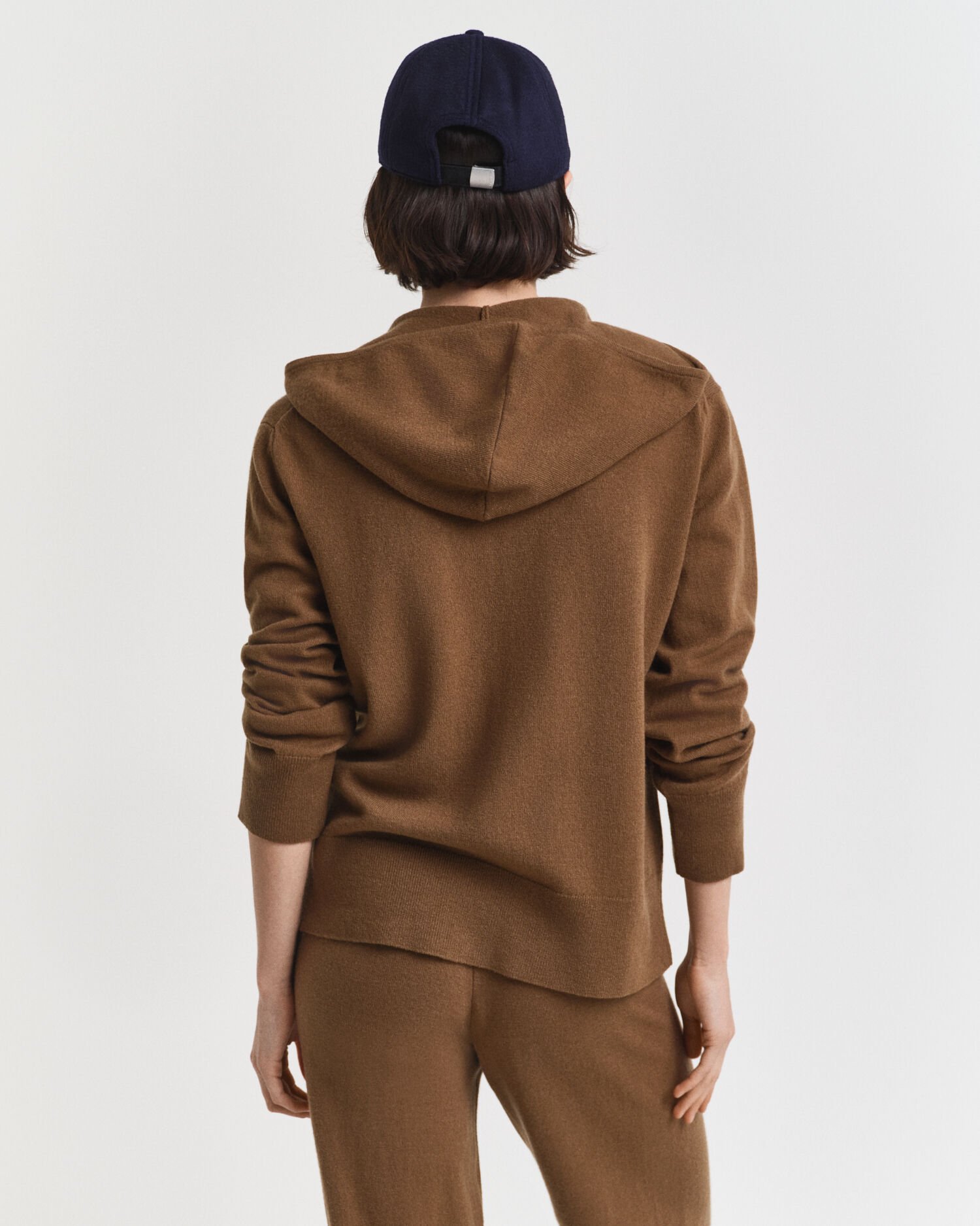 Hættetrøje af ekstra fin lammeuld med lynlås