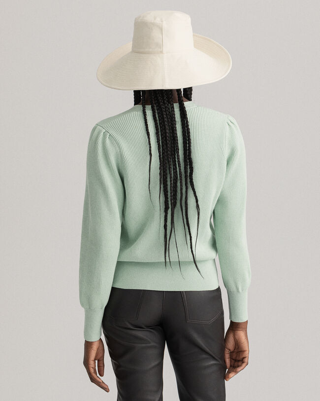 Ribstrikket cardigan af bomuld