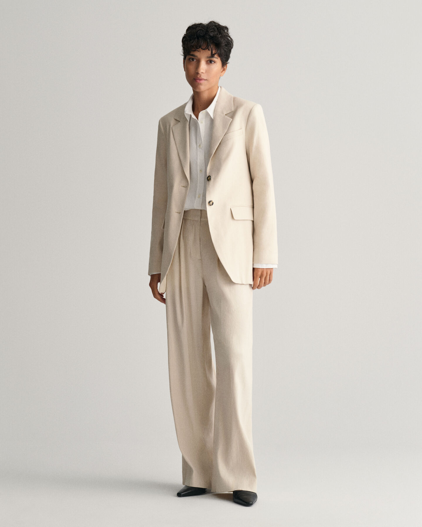 Regular fit hørblazer med stræk