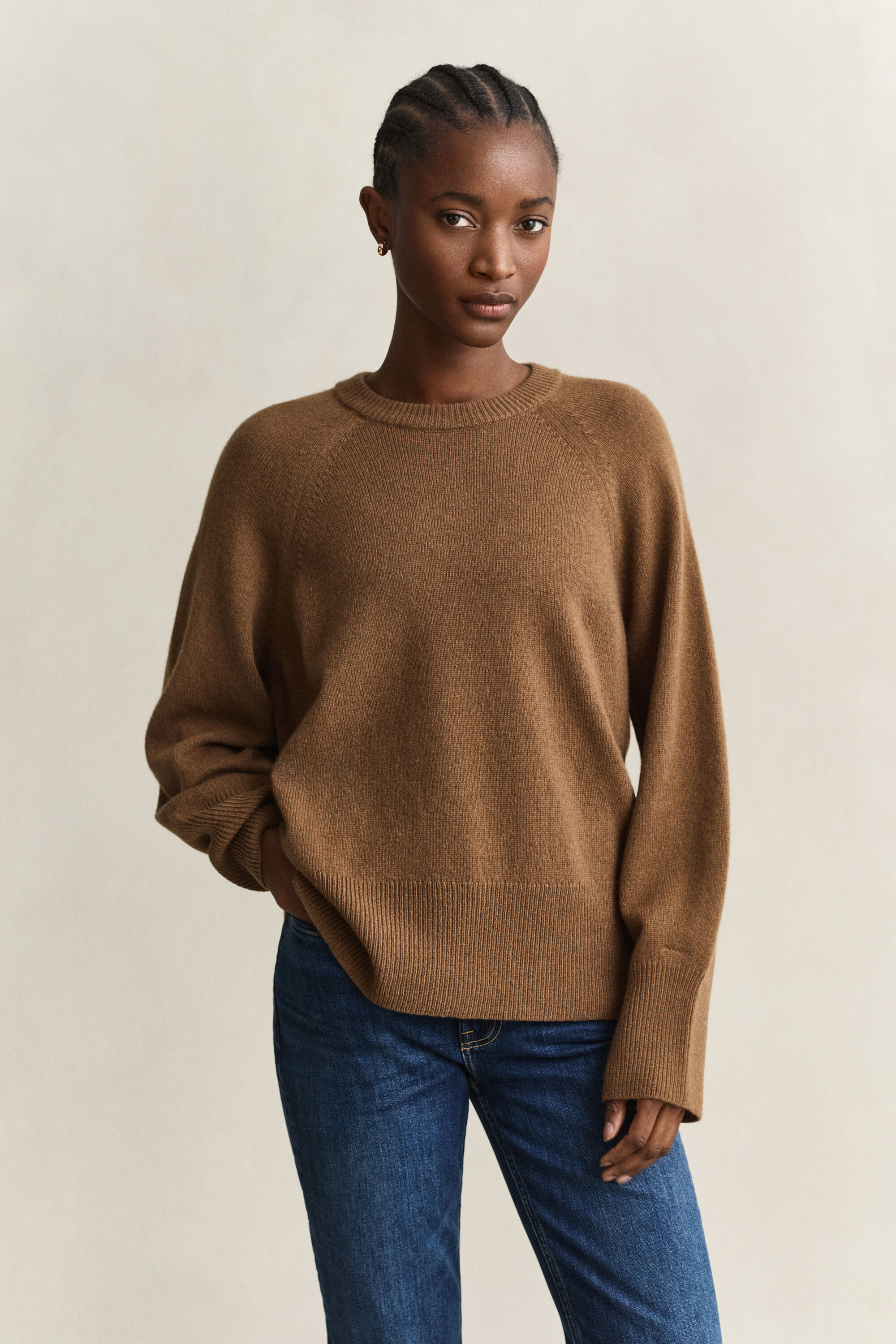 Crewneck sweater af uld og kashmir