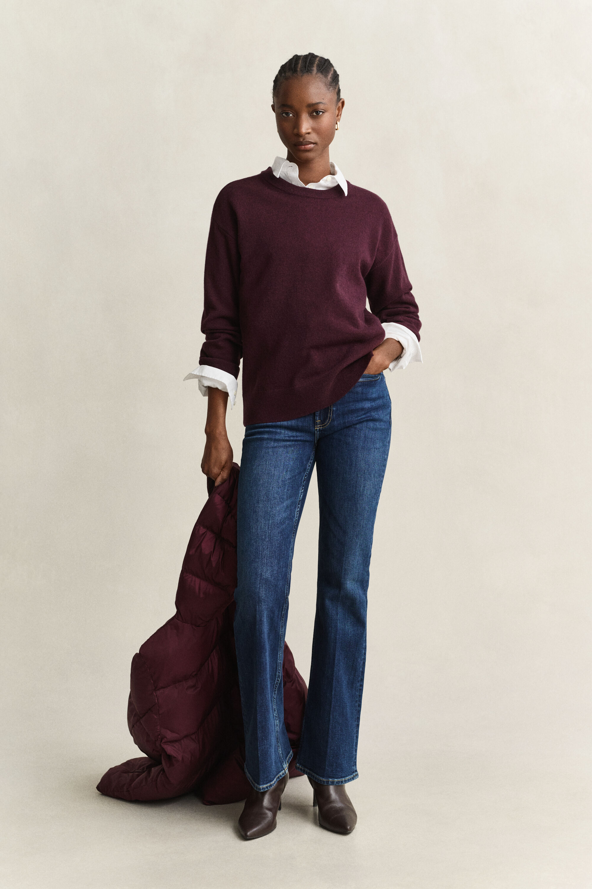 Crewneck sweater i ekstra fin lammeuld