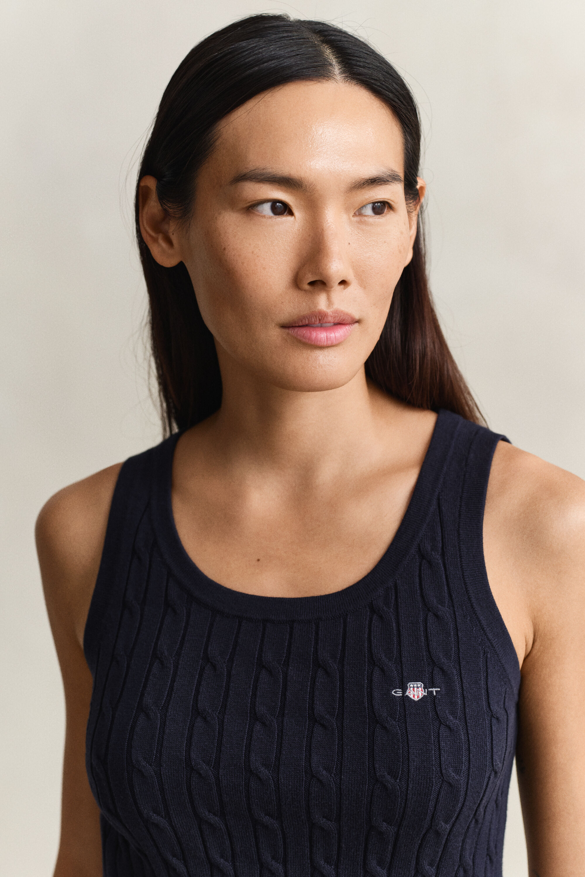 Tank-top med kabelstrik