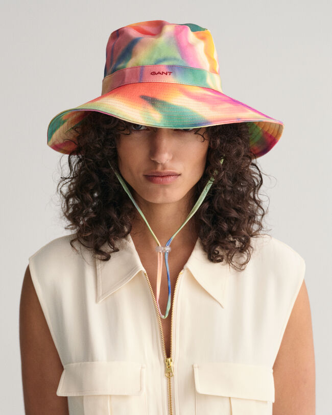 Solhat af bomuldstwill med tryk